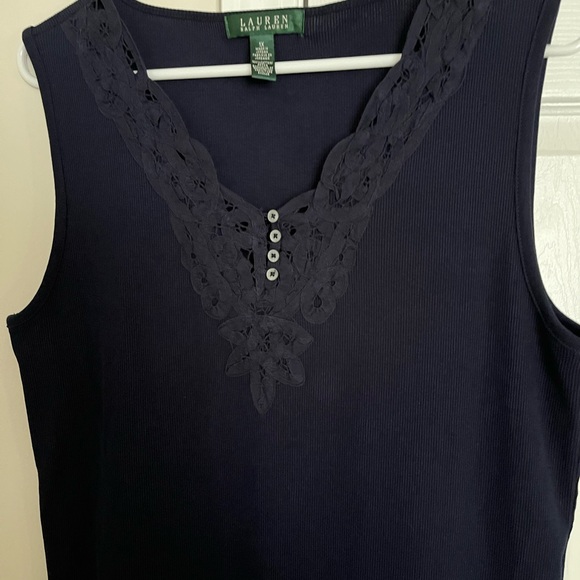 Ralph Lauren Navy Blue Embellished Tank Top - Picture 2 of 4